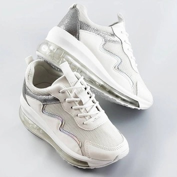Buty sportowe damskie z transparentną podeszwą białe (ym-148)