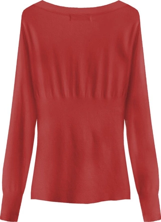 SWETER Z OZDOBNYMI KAMIENIAMI CZERWONY (1519)