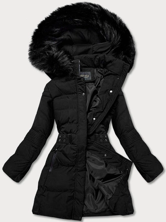 Zimowa kurtka damska z kapturem czarna (16m9059-392)
