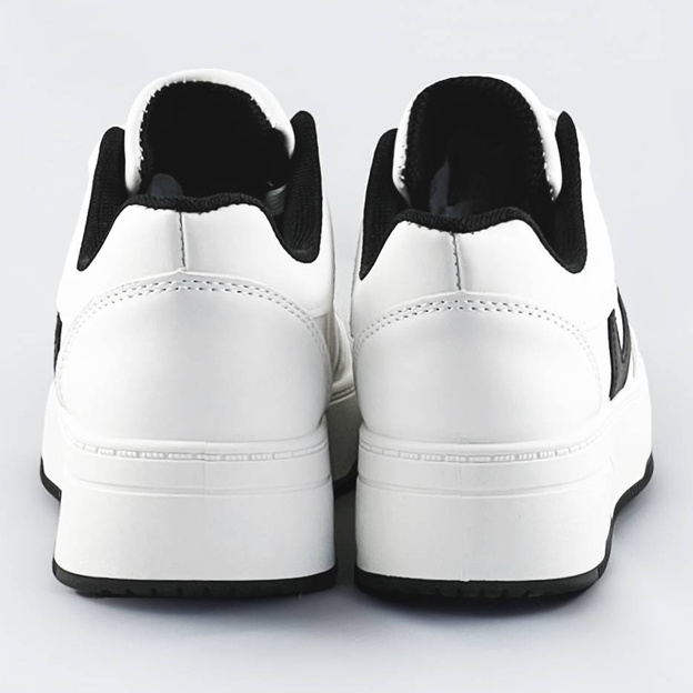 Sznurowane buty sportowe damskie biało-czarne (s070)