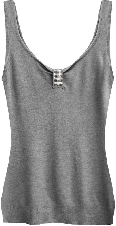 SWETERKOWA BLUZKA NA RAMIĄCZKACH SZARA (1125)