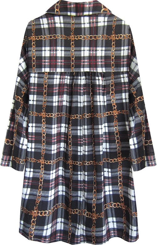 KOSZULA OVERSIZE W KRATĘ CZARNA (302ART)