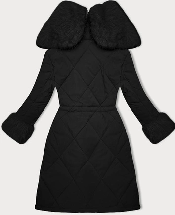 Pikowana kurtka zimowa na futrze Way Mode czarny-czarny (WD202308)