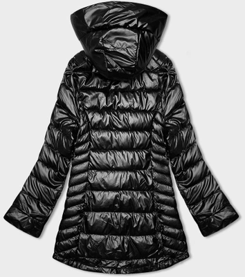 Pikowana kurtka damska z kapturem S'west czarna (B8028-1)