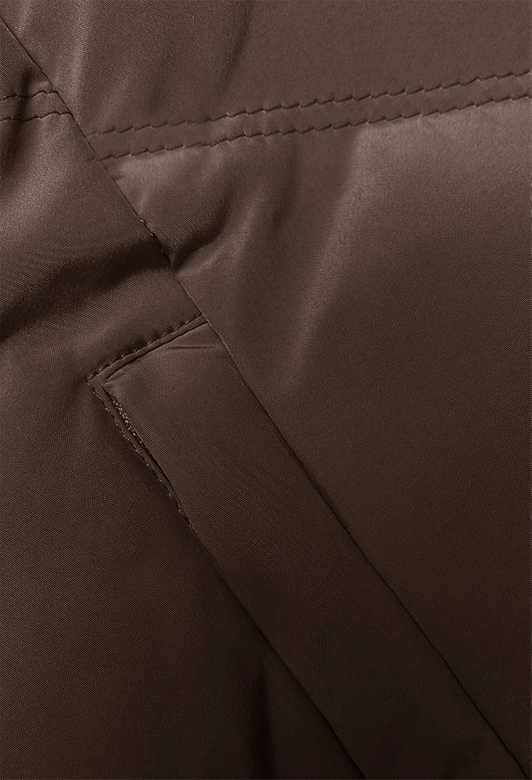 Kamizelka damska ze stójką i kapturem brązowa (23-011)