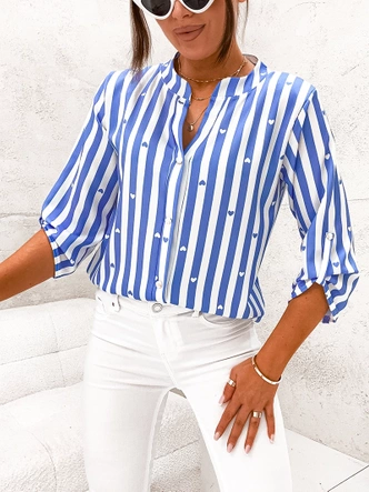Koszulowa bluzka w pasy niebiesko-biała (739)