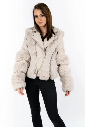 KRÓTKA RAMONESKA Z FUTREM BEŻOWA (FL2020)