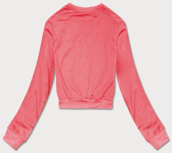 Cienka krótka bluza dresowa damska koralowa (8B938-37)