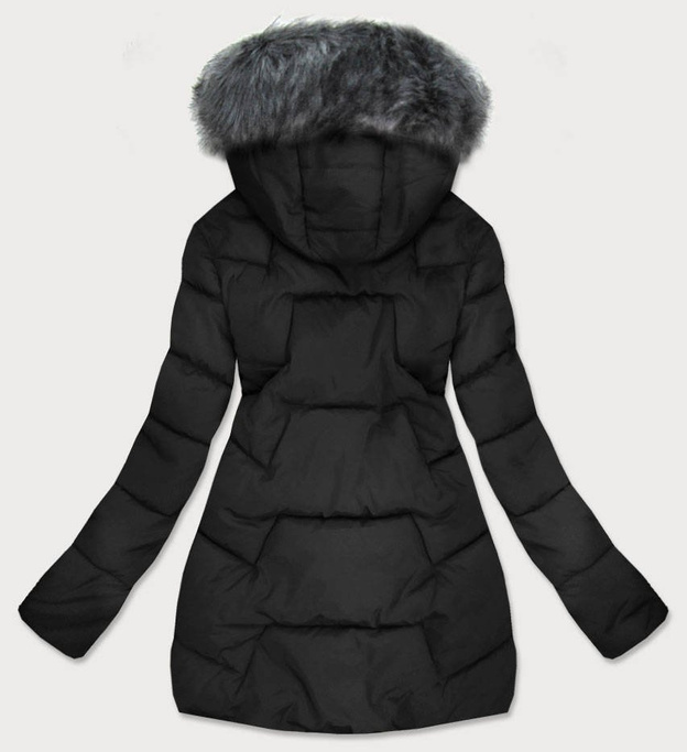 PIKOWANA KURTKA DAMSKA ZIMOWA CZARNA (R9527)