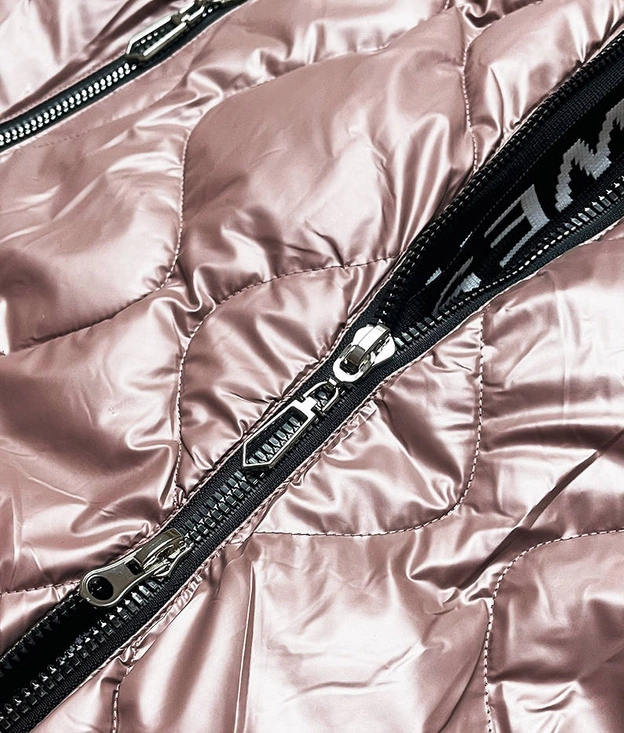 Bezrękawnik damski z kapturem perłowy róż (B8149-51)