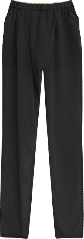 SPODNIE Z MARSZCZONĄ TALIĄ CZARNE (6151)