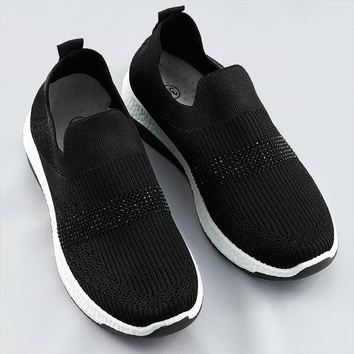 Ażurowe buty damskie z cyrkoniami czarne (c1057)