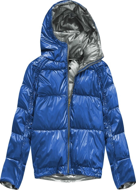 DWUSTRONNA ZIMOWA KURTKA DAMSKA NIEBIESKA (X921X)