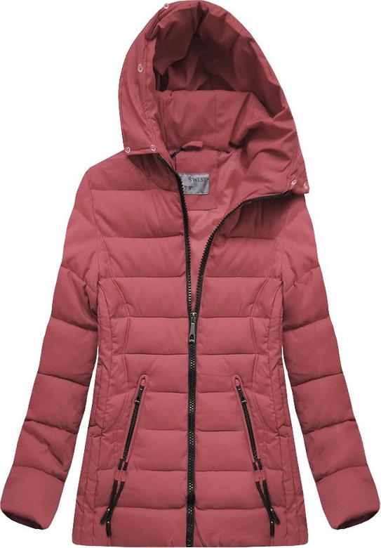 PIKOWANA DAMSKA KURTKA ZIMOWA Z KAPTUREM RÓŻOWA (XB9503X)