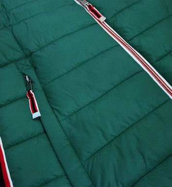 Pikowana kurtka damska z wstawkami zielona (7242)