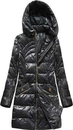 PIKOWANA KURTKA Z KAPTUREM CZARNA (1142)