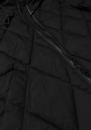 Długa zimowa kurtka damska z kapturem Libland czarna (7832)