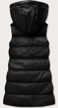 Ciepła kamizelka damska z ekoskóry czarna (d-3231-1)