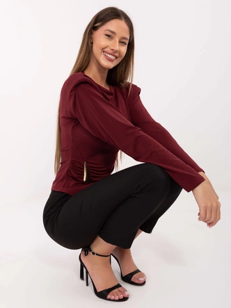 Elegancka bluzka na poduszkach bordowa (21898)