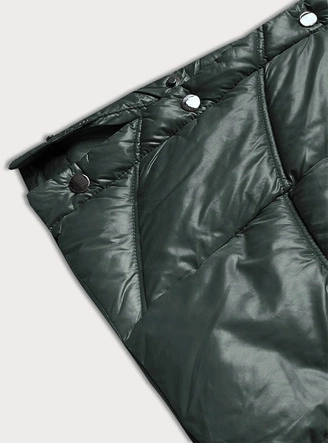 Lekka długa kurtka damska ciemna zielona (H-203)