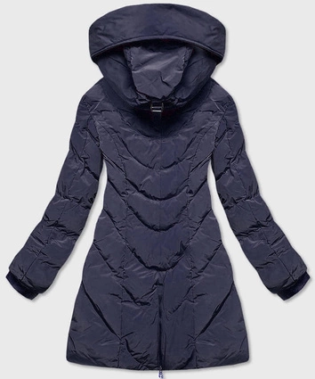 Kurtka zimowa damska z kapturem granatowa (m-21306)
