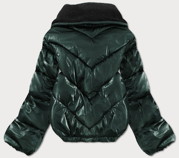 Krótka kurtka oversize z szerokimi rękawami zielona (j9-016)