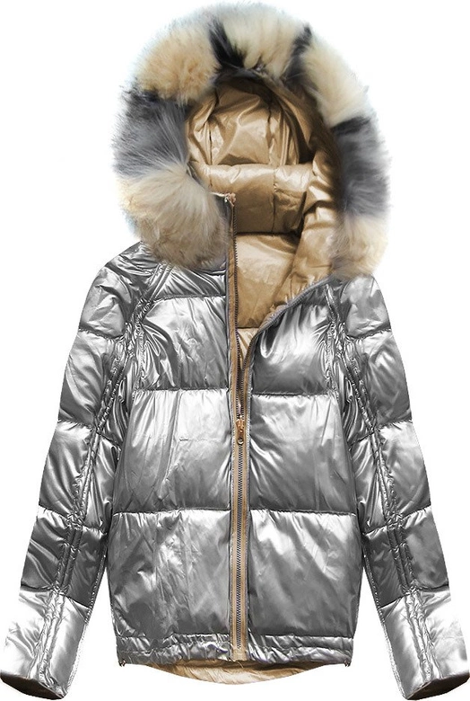 DWUSTRONNA ZIMOWA KURTKA DAMSKA ZŁOTA (X921X)