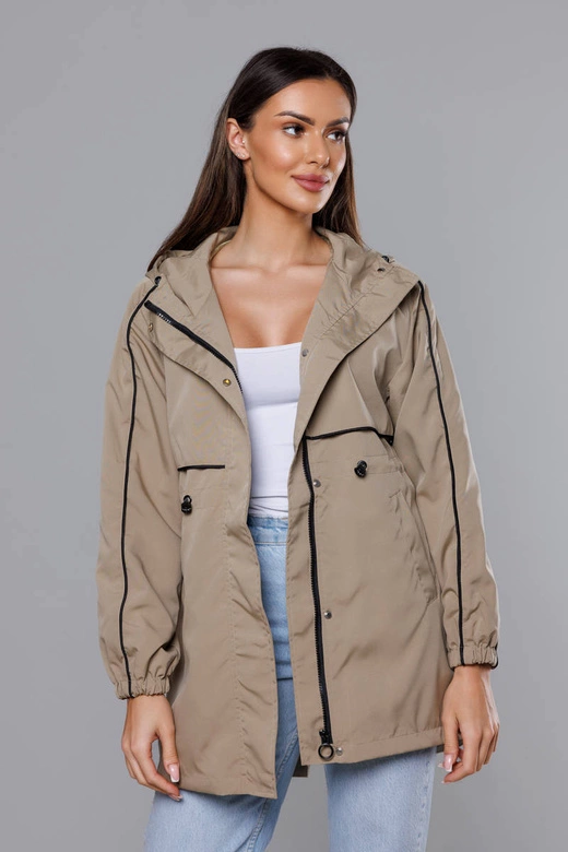 Cienka kurtka damska na podszewce beżowa (B8119-12)