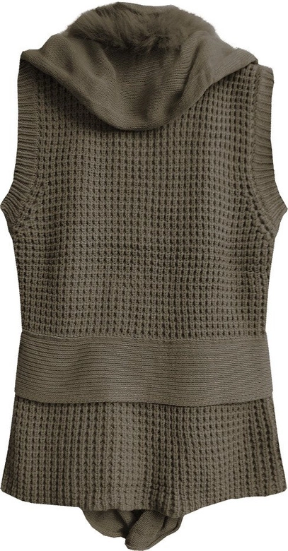 SWETERKOWA KAMIZELKA O GRUBYM SPLOCIE BRĄZOWA (1613)