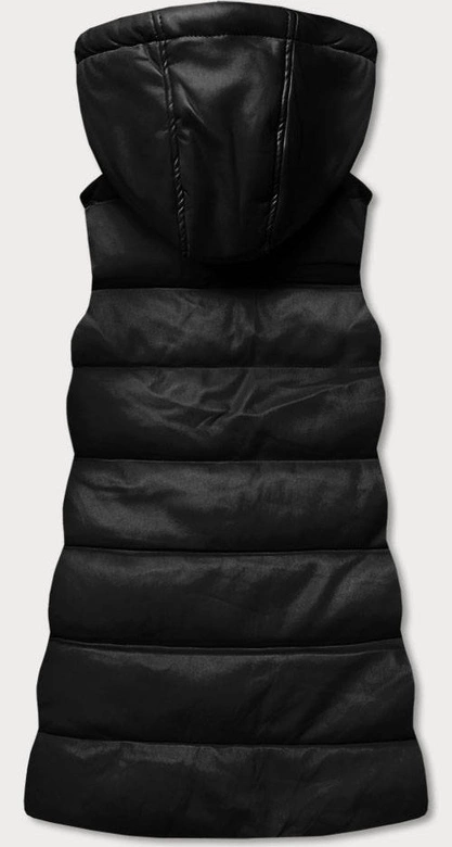 Ciepła kamizelka damska z ekoskóry czarna (d-3231-1)