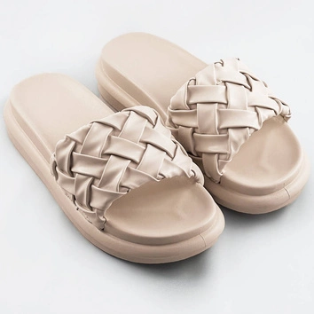 Damskie klapki z plecionką beżowe (xa-137)