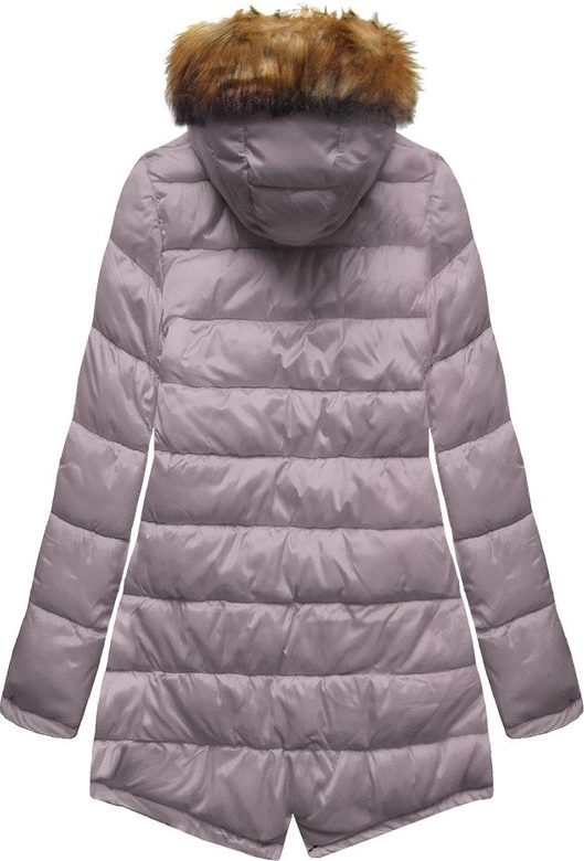 DWUSTRONNA ZIMOWA PARKA DAMSKA Z KAPTUREM CZARNO-RÓŻOWA (B2636)