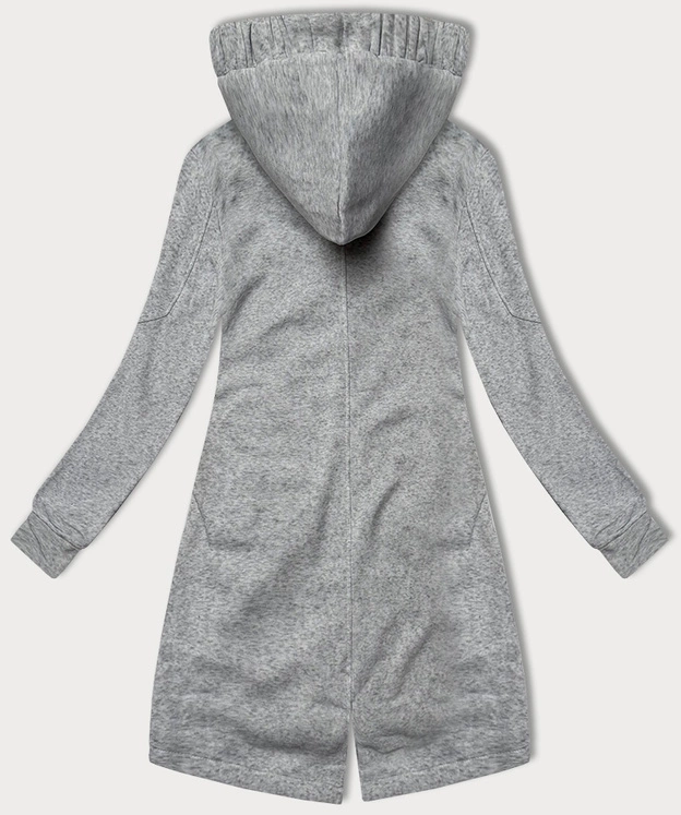 Rozpinana długa bluza damska z kapturem LHD jasny szary (AMG-693A)