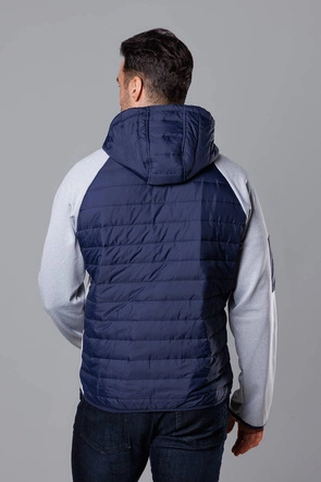 Sportowa kurtka męska z łączonych materiałów granat-szary (8M906-215)