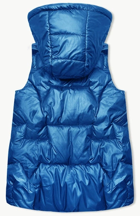 Bezrękawnik damski z kapturem niebieski (B8171-13)