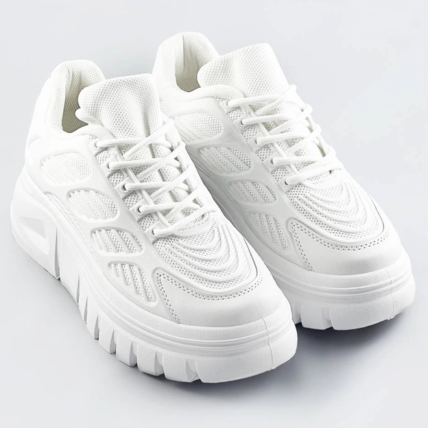 SPORTOWE BUTY DAMSKIE NA PLATFORMIE BIAŁE (S222)