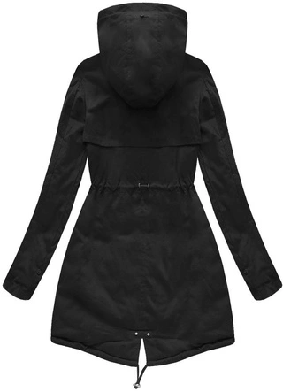 BAWEŁNIANA DAMSKA PARKA ZIMOWA Z FUTREM CZARNA (XW793X)