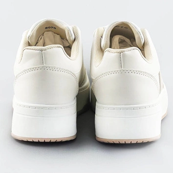 Sznurowane buty sportowe damskie biało-beżowe (s070)