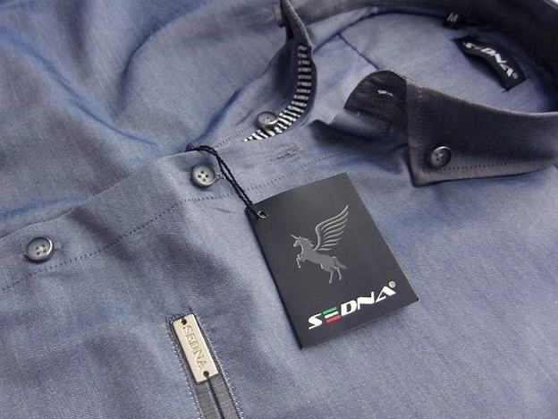 KOSZULA SLIM FIT NIEBIESKA CIEMNA (SED-66)