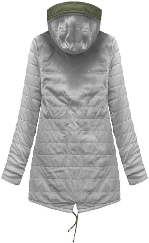DWUSTRONNA PARKA Z KAPTUREM KHAKI-SZARA (W0236)