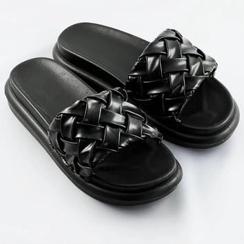 Damskie klapki z plecionką czarne (xa-137)