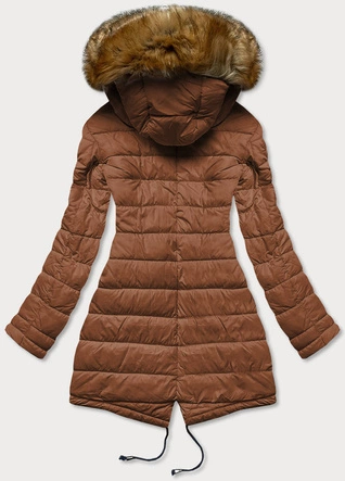 Dwustronna kurtka damska zimowa czarna-karmel (m-21508)