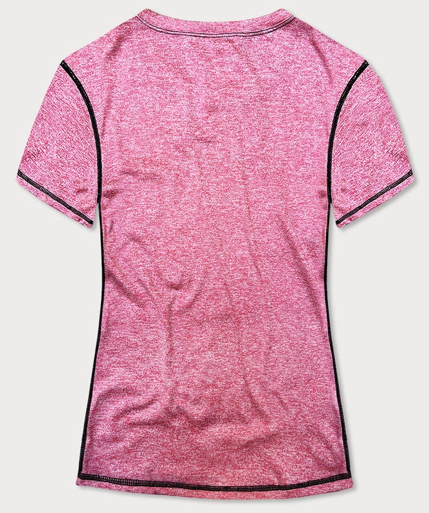 Sportowy t-shirt damski z ozdobnymi przeszyciami różowy (A-2166)
