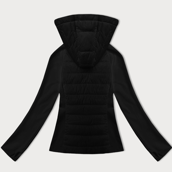 Pikowana kurtka damska z łączonych materiałów J Style czarna (16M9226-392)