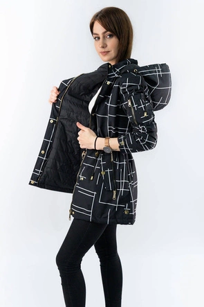 DWUSTRONNA KURTKA PARKA DAMSKA CZARNO-BIAŁA (W657)