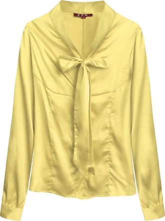 SATYNOWA KOSZULA Z WIĄZANĄ STÓJKĄ ŻÓŁTA (1064)