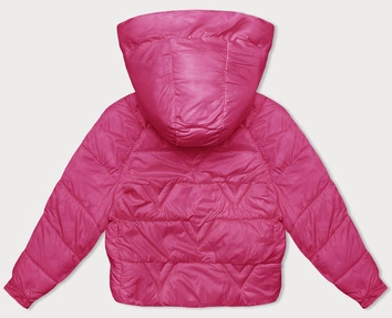 Przejściowa kurtka damska z podszewką w kratkę fuksja (842)