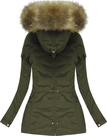 KURTKA DAMSKA ZIMOWA Z ODPINANĄ PODPINKĄ KHAKI 1 (W125)