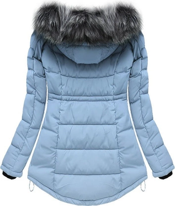 ASYMETRYCZNA KURTKA Z KAPTUREM BŁĘKITNA (W510)