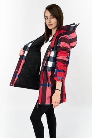 Dwustronna kurtka damska czerwono-czarna (w653)
